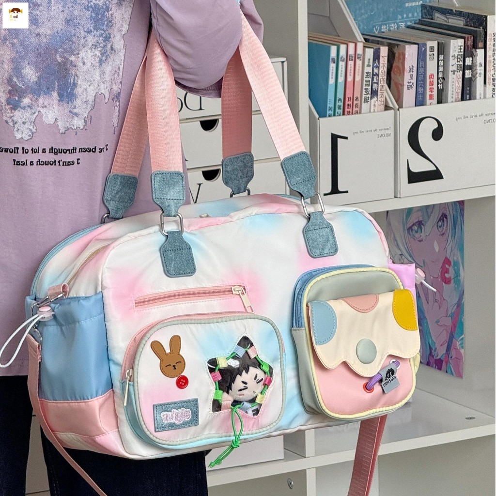 Bolsa De Viagem Expansível Estilo Coreano-Bagagem Fofa De Grande Capacidade Para Viagens Curtas
