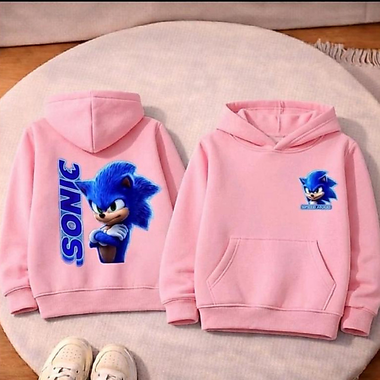Moletom Infantil Blusa De Frio Infantil Sonic Com Capuz Estampado Alta Qualidade Moletom Masculino Canguru