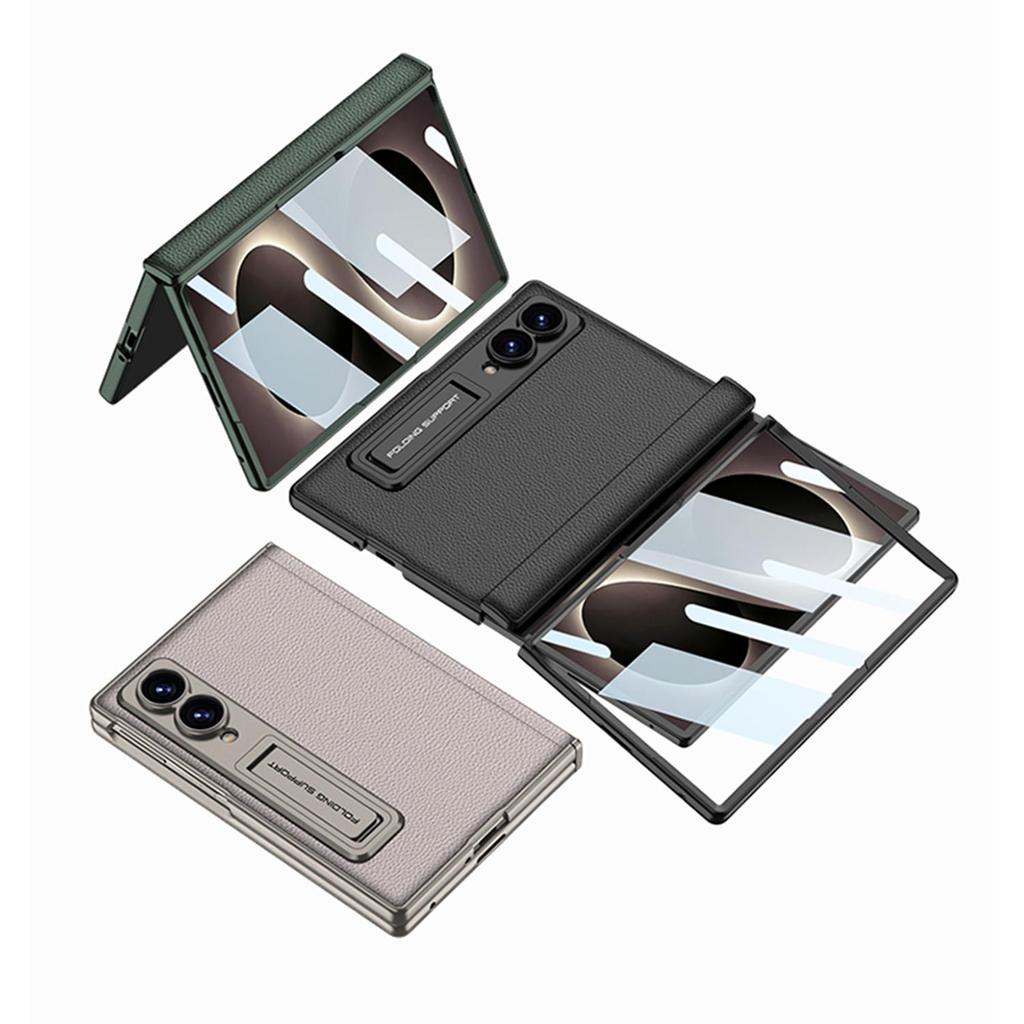 Capa De Carregamento Magnético De Couro Lichia Premium Para Samsung Galaxy Z Fol