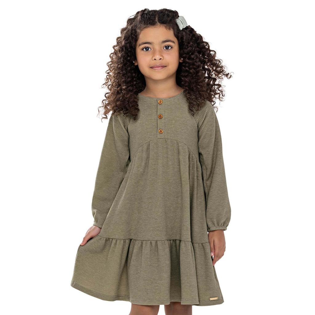 Vestido Infantil Menina Malha Tricô Colorittá Verde