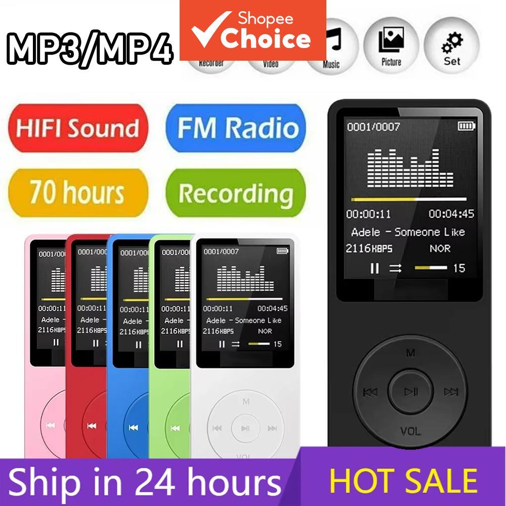 Reprodutor de MP3 com Bluetooth 5.0, tocador portátil de música com alto-falante embutido, tela de 1,8 pol., estéreo,