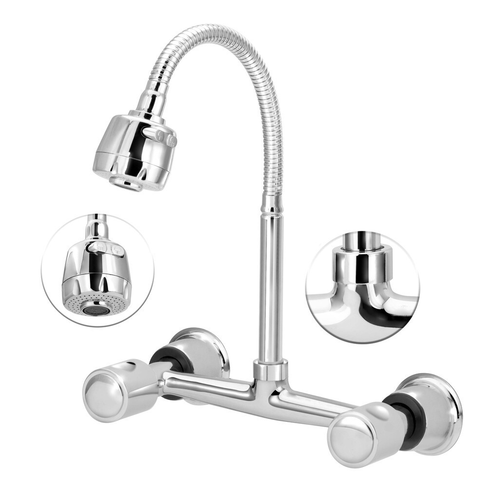 Misturador Cozinha Gourmet Parede Flexivel Metal Cromado Luxo Bica Inox 1/4 Volta — imagem 2 de 2