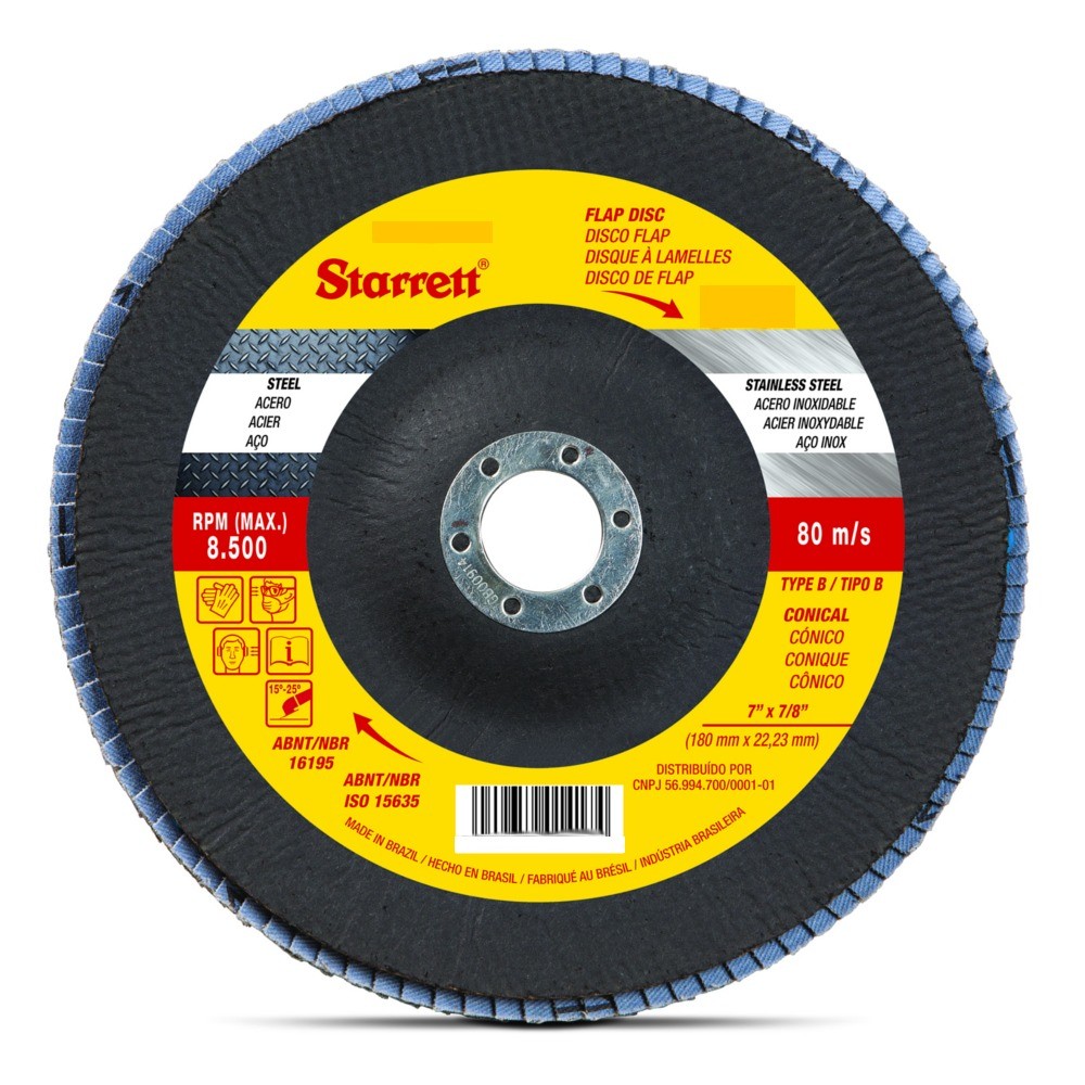 Disco de lixa flap disc cônico 4.1/2" - FDS115-60FC - Starrett