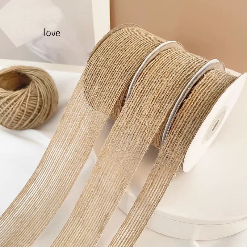 Retro corda de cânhamo fita presente decoração fita artesanal diy material buquê arco flor material embalagem