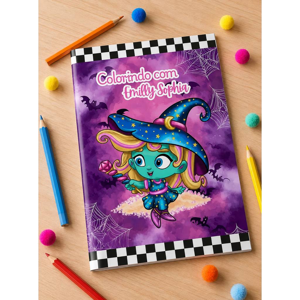 Livrinho de Colorir Revistinha Personalizado BRUXINHA  Infantil  Festa Lembrancinha Aniversario todos  temas