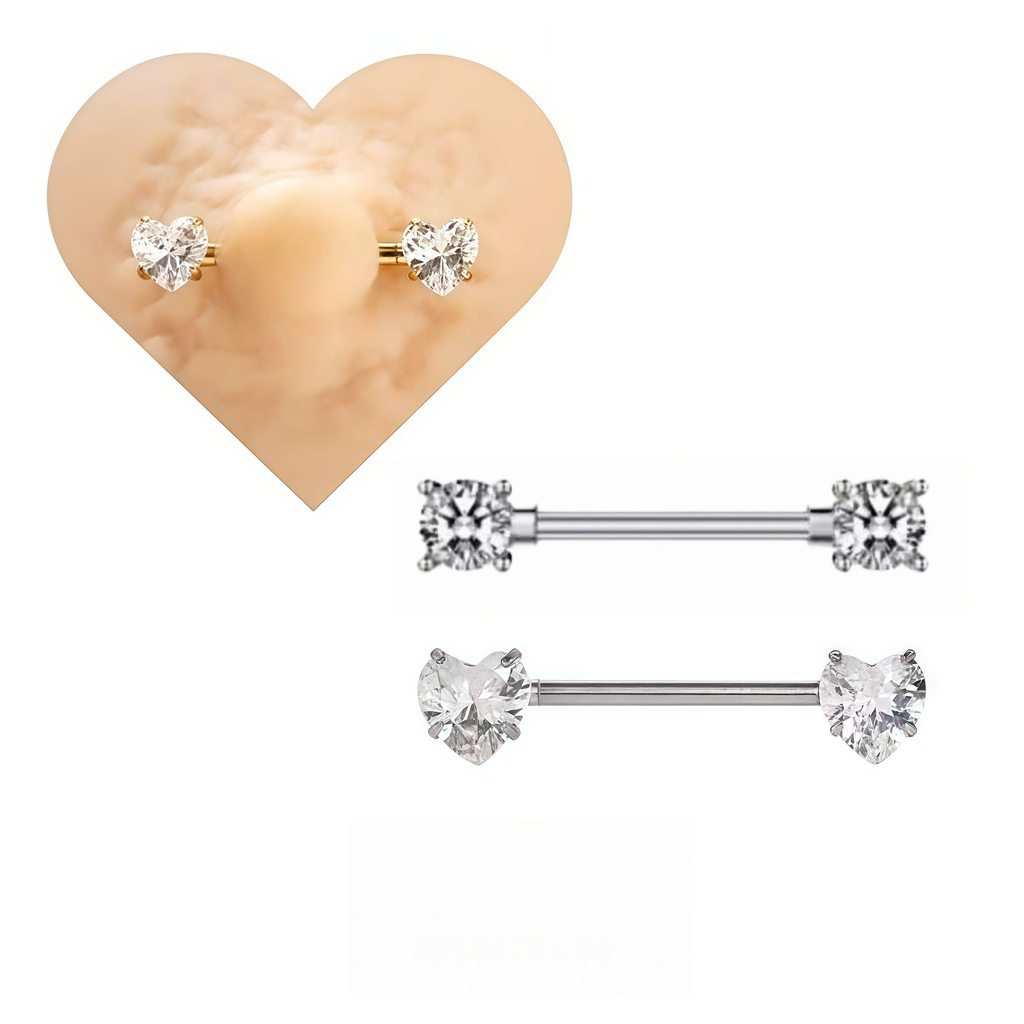 Piercing Mamilo Push PIN Aço Cirúrgico Prata Zircônia Redonda / Mamilo, Língua e Outro