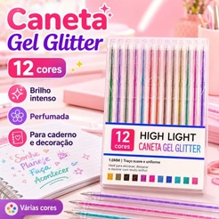 Caneta Gel Glitter 12 24 36 Ou 48 Cores Efeito Brilhante Perfumada Para Desenho Caderno Decoração E Trabalhos Escolares