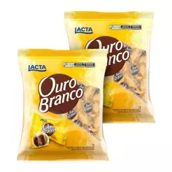 Kit 2 Pacotes de Chocolate Lacta Ouro Branco 1Kg - 2Kg Total