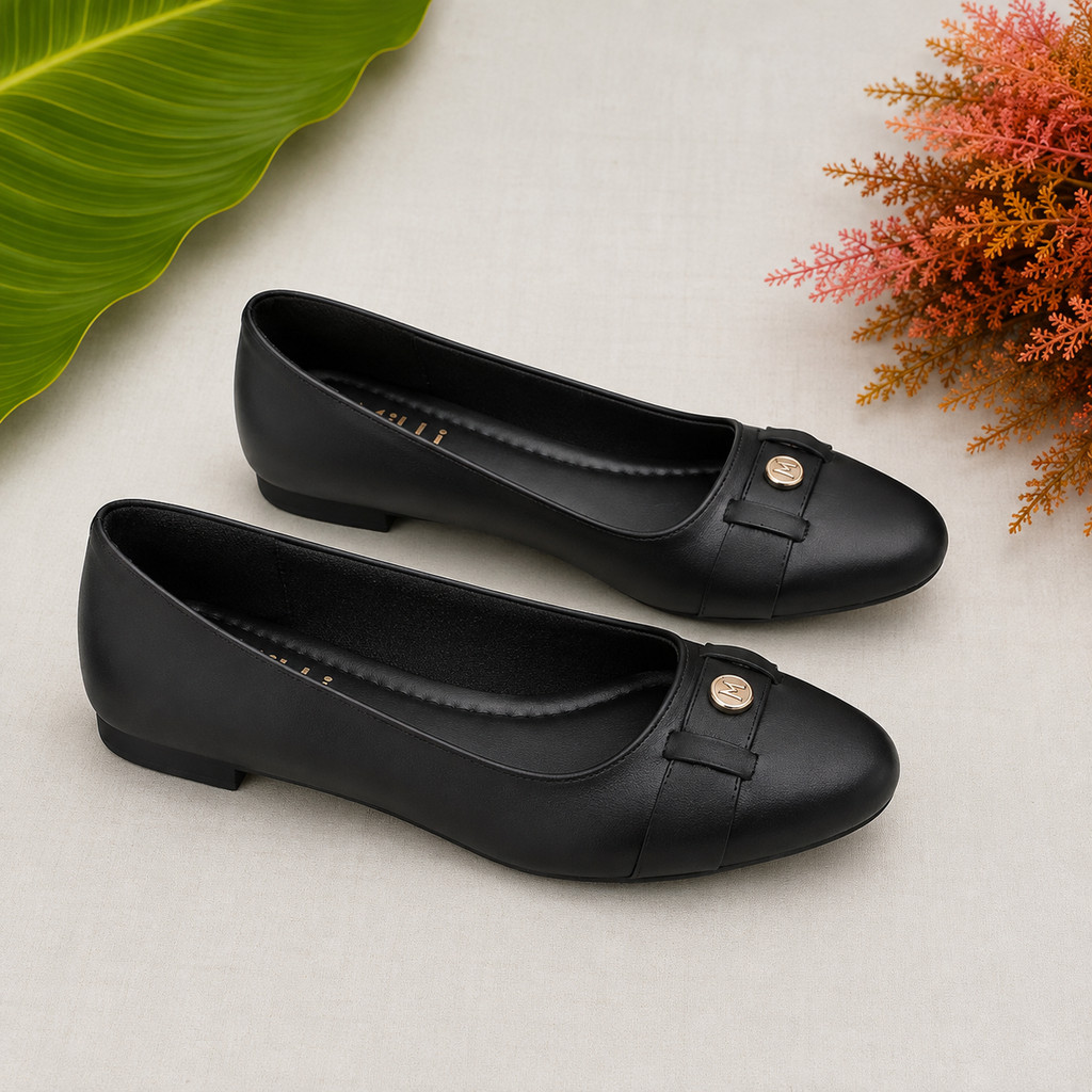 Sapato Feminino Social Preto N°34 Confortável Sapatilha Elegante Bico Redondo Moda Casual Trabalho | QUEIMA DE ESTOQUE