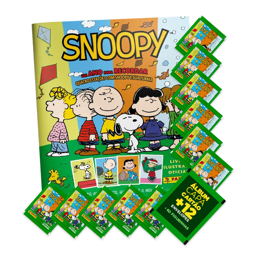 Snoopy Álbum Capa Mole+12 envelopes(60 Figurinhas)