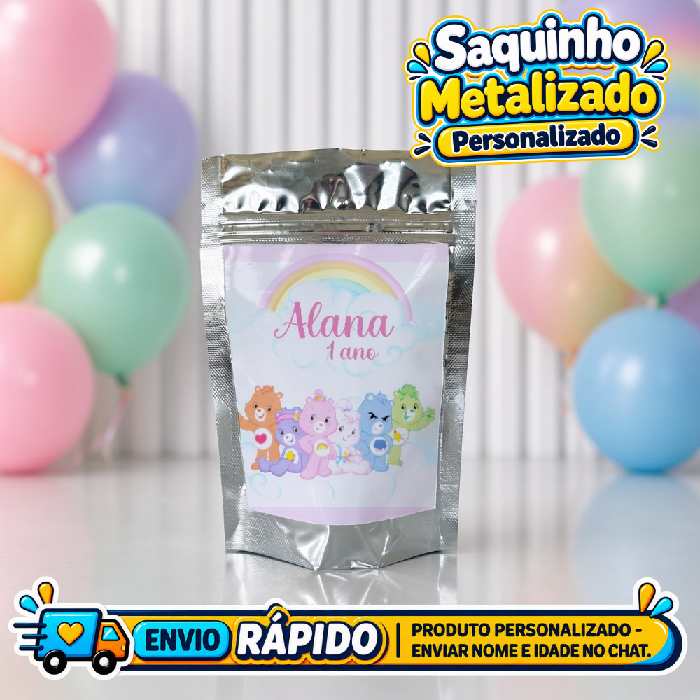 Saquinho Metalizado Urcinhos carinhosos Personalizado / Lembrancinha de Festa /Aniversário