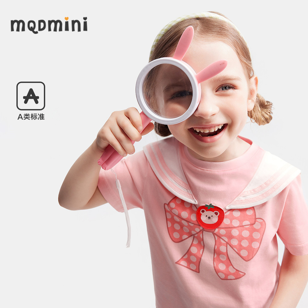MQD roupas infantis meninas crianças rosa camiseta de manga curta 2026 verão bebê pele-amigável puro algodão estilo Prep