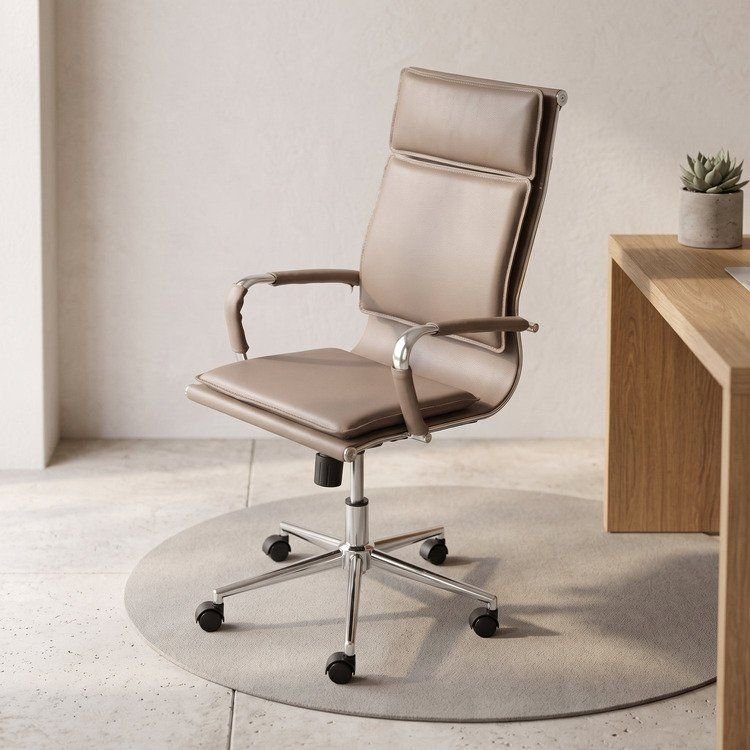 Cadeira Escritorio Presidente Design Italiano com Relax Corino 3304 Marrom/Caramelo Caramelo