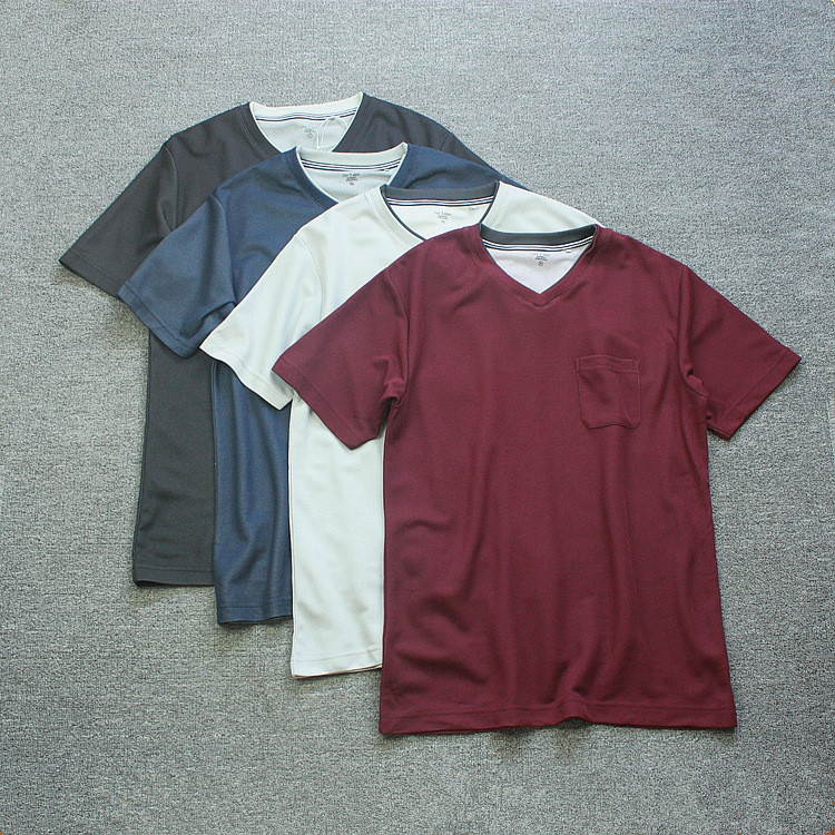 Comércio exterior pedido Original exportação pedido diário masculino primavera verão malha respirável algodão com decote