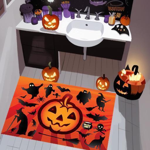 Loja de Halloween Diatom lama tapete noite cor abóbora porta entrada tapete banheiro banheiro antiderrapante tapete
