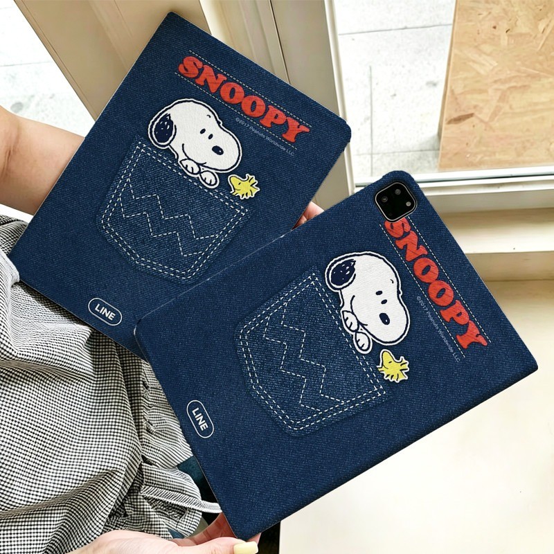 Capa Capinha Jeans Desenho Animado para Tablet Samsung Galaxy Tab S6 Lite  A9PLUS  S10 FE PLUS+ CASE Slot para Caneta