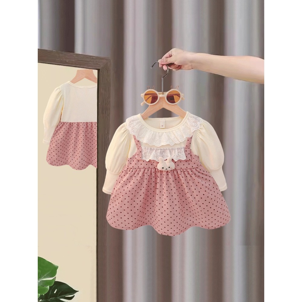 Meninas estilo ocidental vestido roupas de outono 2026 novo estilo crianças saia de manga comprida primavera outono meni