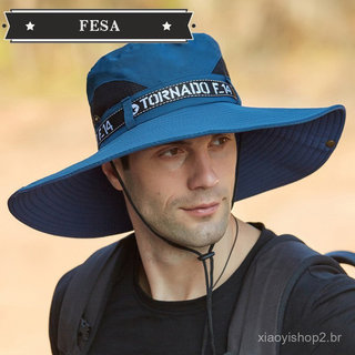 Chapéu de sol de aba grande, guarda-sol para homens, chapéu de pescador, proteção solar UV, respirável, verão 9205, chap