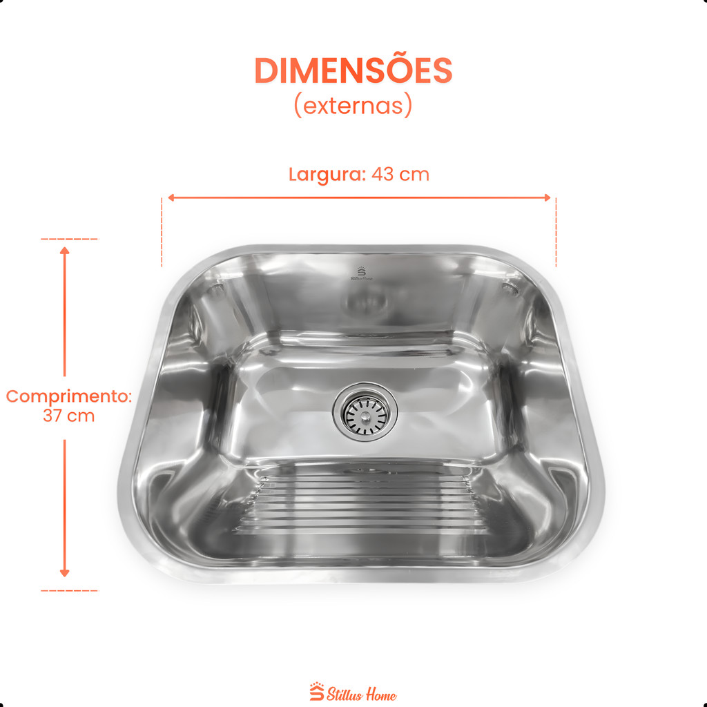 Tanque Inox Lavanderia Pequena 34x40cm Embutir Sobrepor Com Ralo Sifão Premium · foto 2