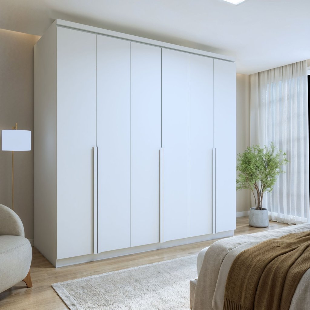 Guarda Roupa Casal 100% MDF 6 Portas 4 Gavetas Alonzo Branco Branco