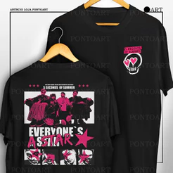 Camiseta 5 Seconds Of Summer Everyone's A Start Camisa Frente E Verso 100% Algodão
