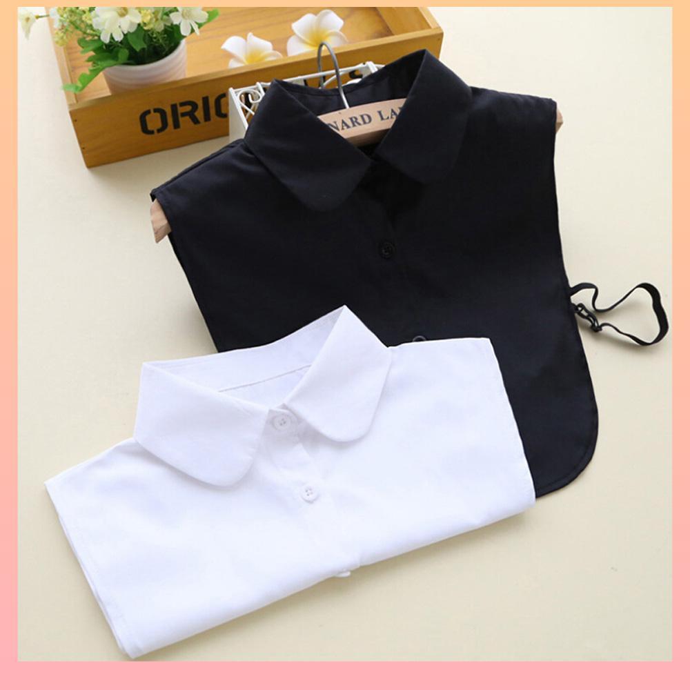 Blusa Feminina De Algodão / Gola Falsa / Vintage / Lisa / Da Moda Para Jardim