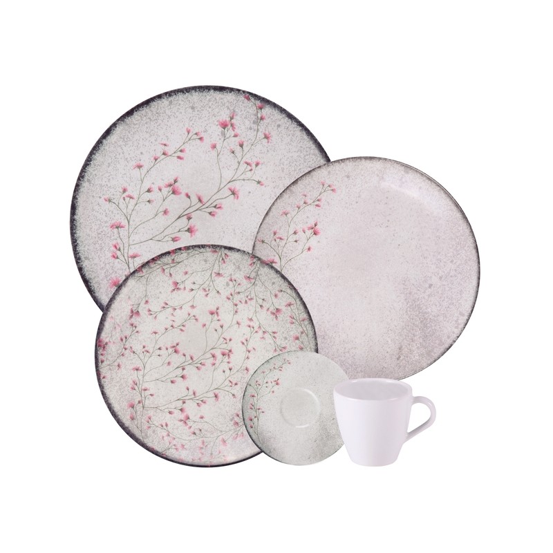 Aparelho de Jantar Tramontina Floralis em Porcelana Decorada 20 Peças 96589065
