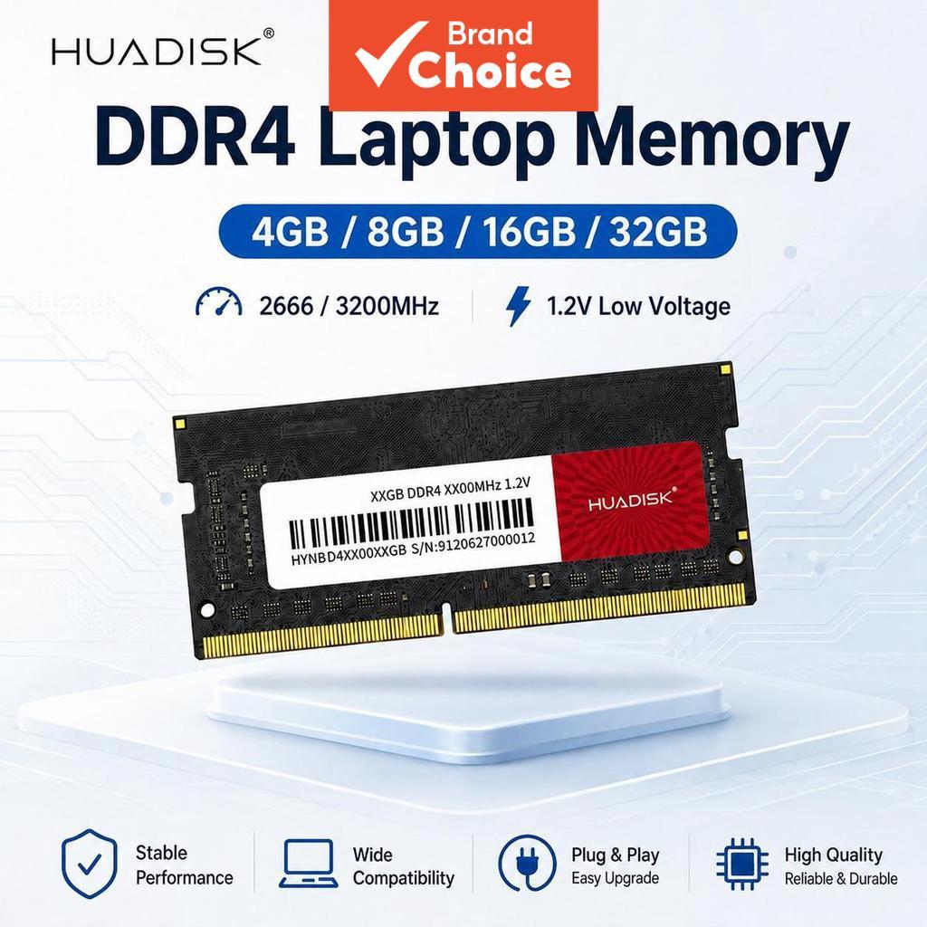 Memória RAM para Laptop HUADISK DDR4 4GB 8GB 16GB 32GB 2666MHz 3200MHz 1.2V Sodimm 260 Pinos
