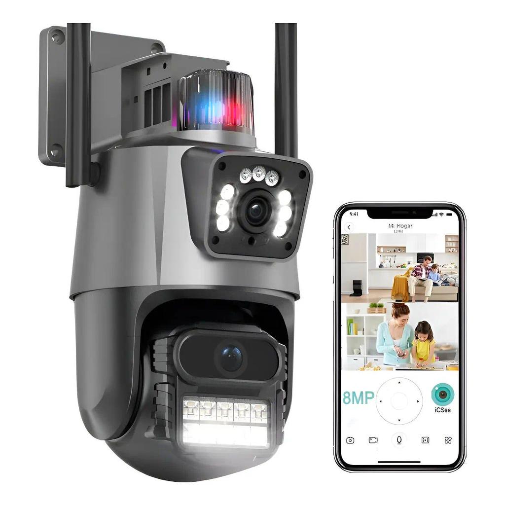Câmera De Segurança Externa WiFi Ultra-HD De Lente Dupla De Visão-CCTV Doméstica Sem Fio P11