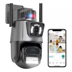 Câmera De Segurança Externa WiFi Ultra-HD De Lente Dupla De Visão-CCTV Doméstica Sem Fio P11