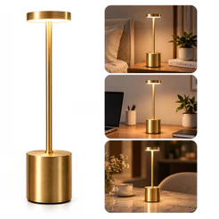 Luminária de Mesa LED Sem Fio Recarregável USB-C Touch 3 Cores de Luz com Brilho Ajustável Abajur Moderno