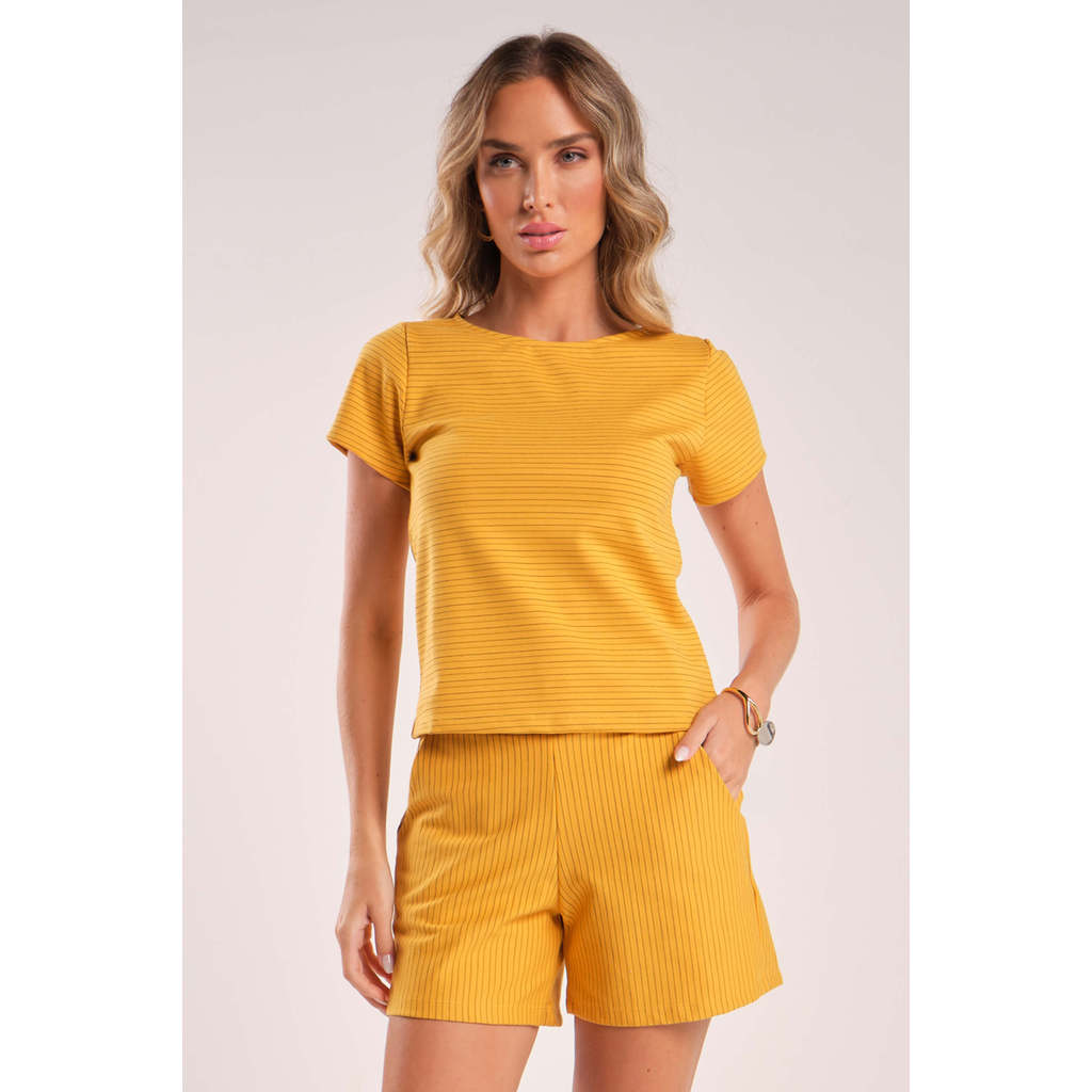 Conjunto Feminino Curto Listrado Marialícia