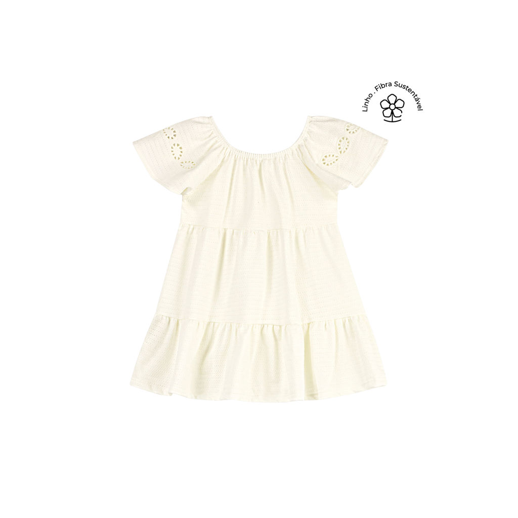 Vestido Infantil Menina Malha Linho Colorittá Bege