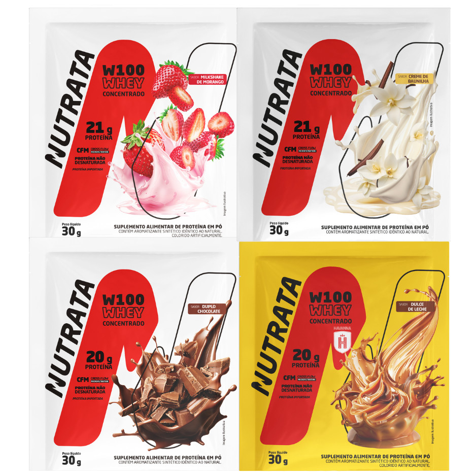 Whey Protein 100% Puro Sachê unidade 30g - Nutrata