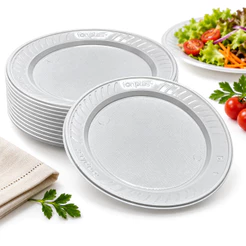 kit Prato Descartável 21cm Plástico Festa Churrasco Refeição Aniversario Eventos Camping