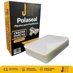 Polaseal Plástico Plastificação Crachá 59x86mm 125 Micras 100 Folhas JST