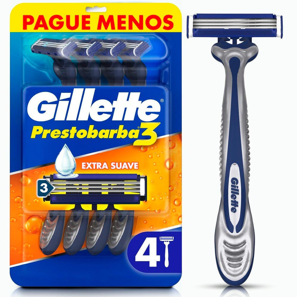 Aparelho de Barbear Descartável Gillette Prestobarba3 4 Unidades