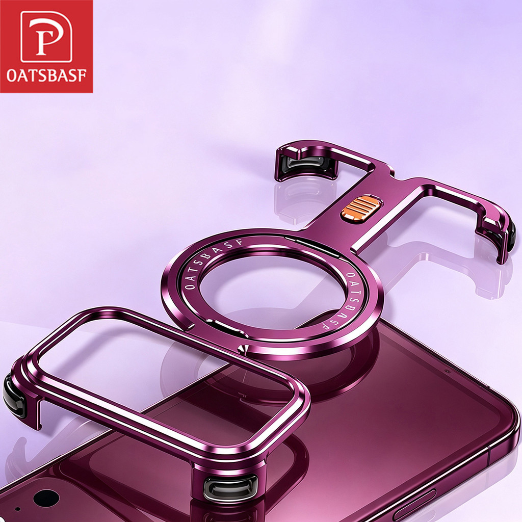 OATSBASF Telefone De Metal Minimalista Elegante À Prova De Choque Com 360°Suporte De Rotação Para iPhone 18Pro max/17Pro