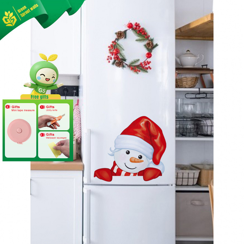 Natal boneco de neve adesivos de parede bonito vermelho equitação capuz boneco de neve janela de vidro adesivos decoraçã