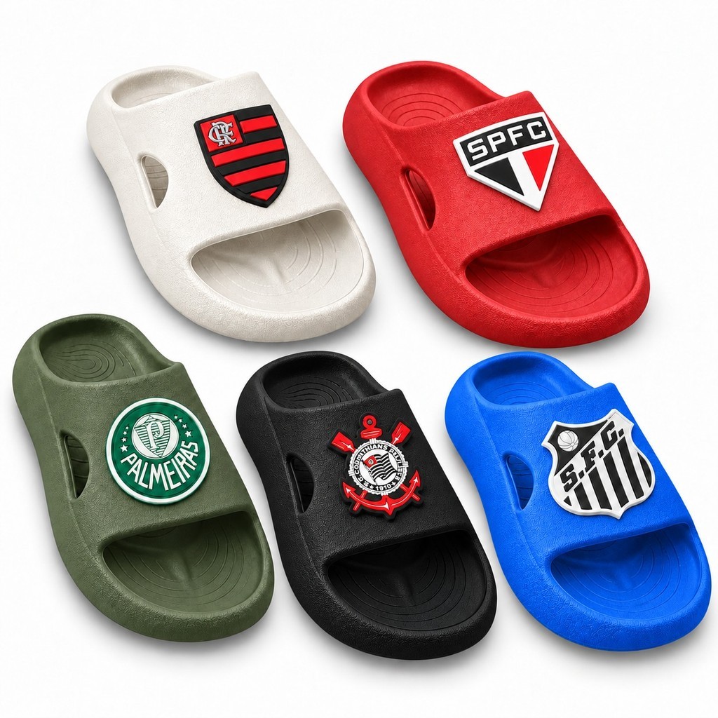 Chinelo Menino Infantil Nuvem Sem Correia Times – Leve, Antiderrapante, Anatômico e Confortável