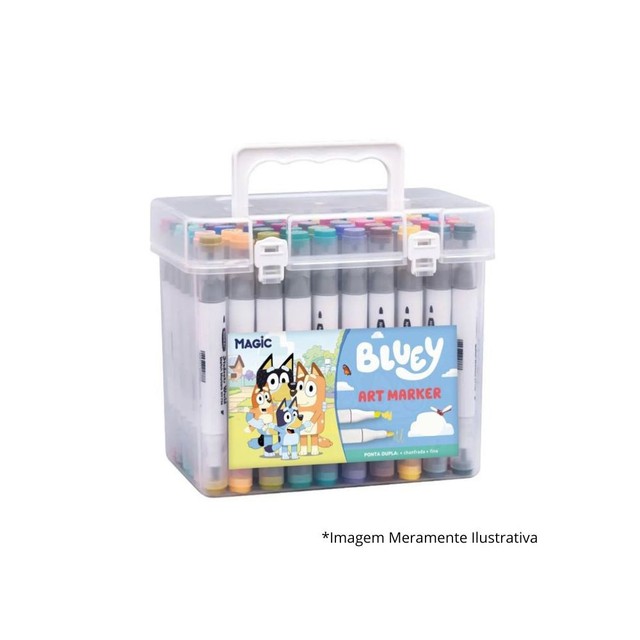 Kit Bluey 48 Cores Art Marker - Canetas de Ponta Dupla