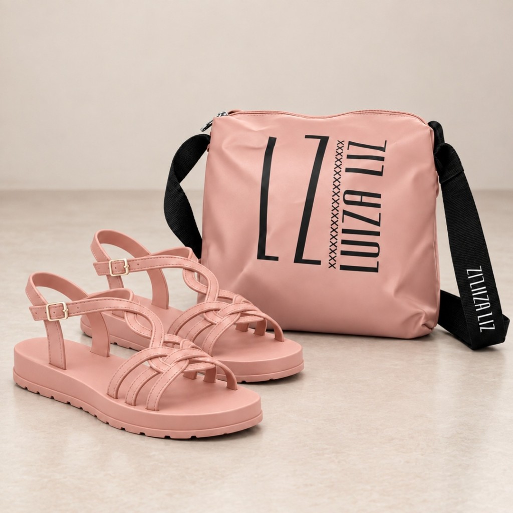 Sandália Plataforma Feminina Kit Bolsa Trançada Confortável Antiderrapante Casual Numeração 33 ao 40