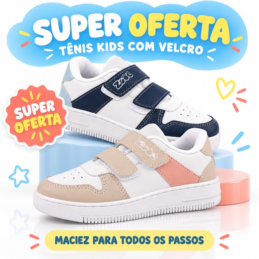 Tênis Menino Velcro Leve E Macio Infantil Casual Para Escola E Dia A Dia