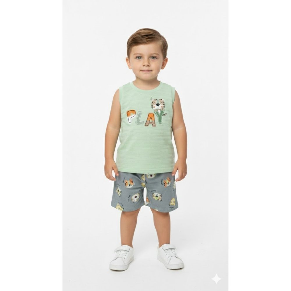 Conjunto Regata Malha Wave e Bermuda Moletinho Masculina ANGERÔ