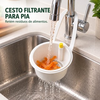 Cesta de Filtro de Pia de Cozinha Suspenso na Torneira Coletor de Resíduos e Restos de Alimentos Cesto Filtrante
