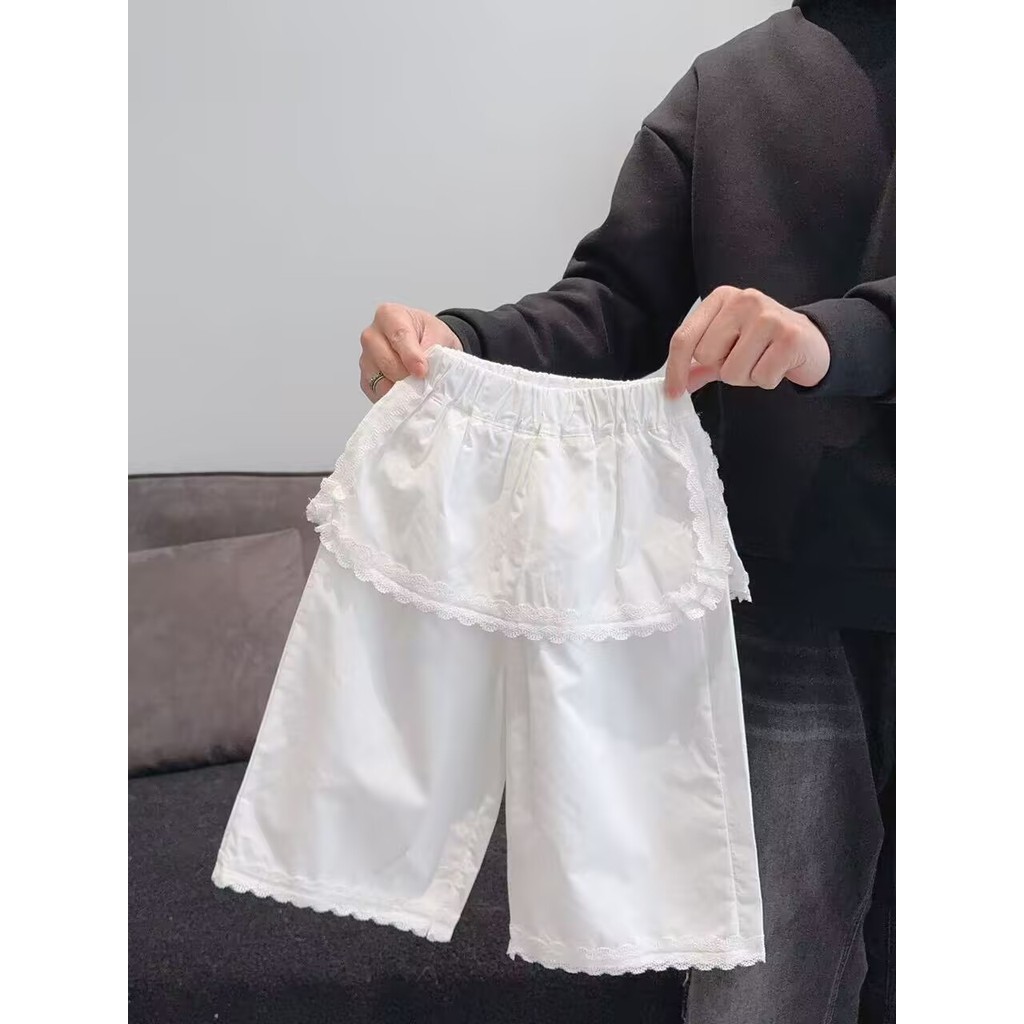 Meninas verão puro algodão calças de perna larga estilo fino respirável crianças calças de verão moda feminina bebê calç
