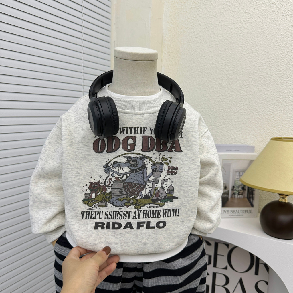 Meninos primavera outono estilo moletom 2025 novo estilo crianças versão coreana dos desenhos animados impresso manga co