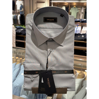 Camisa masculina de manga comprida Yagoer cor sólida TR multicomposição Jacquard macio respirável fino @-115541SBY
