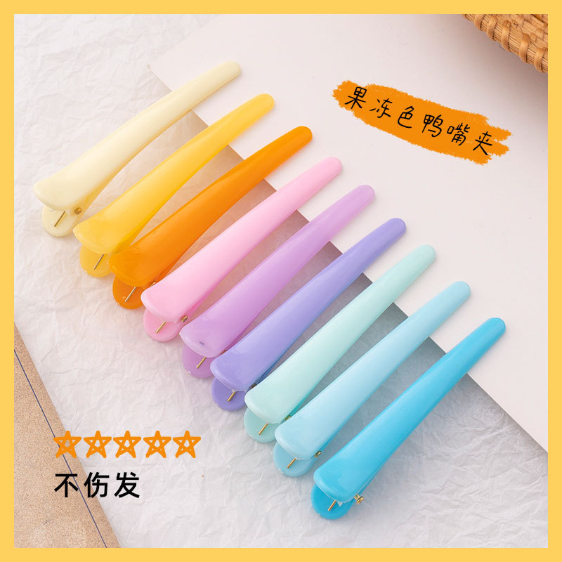 Presilha de cabelo de plástico com design de jacaré, cores vibrantes, presilha de bico de pato, presilha reta, presilha 
