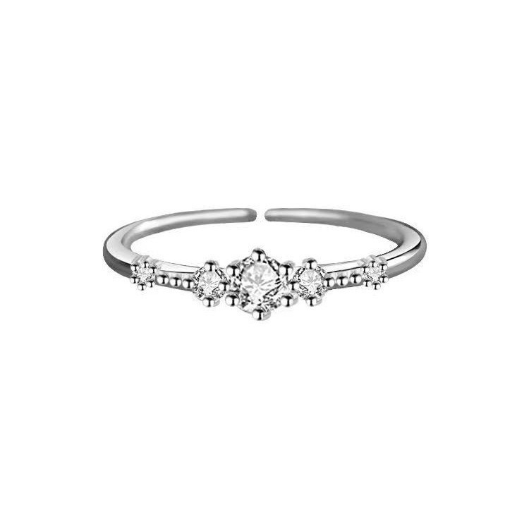 Anel aberto de prata esterlina S925 Anel feminino com Design de diamante Nicho Light Anel de dedo indicador de luxo Anel